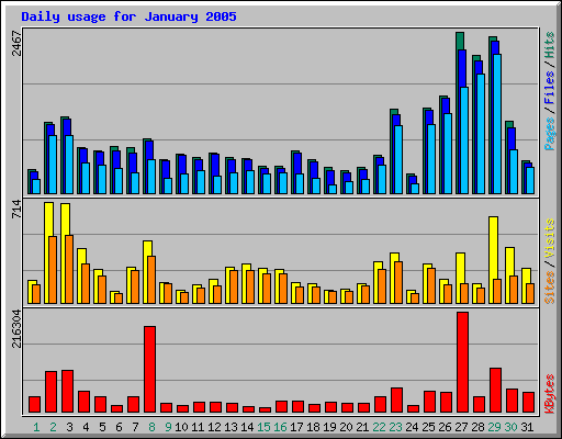 Daily usage for January 2005